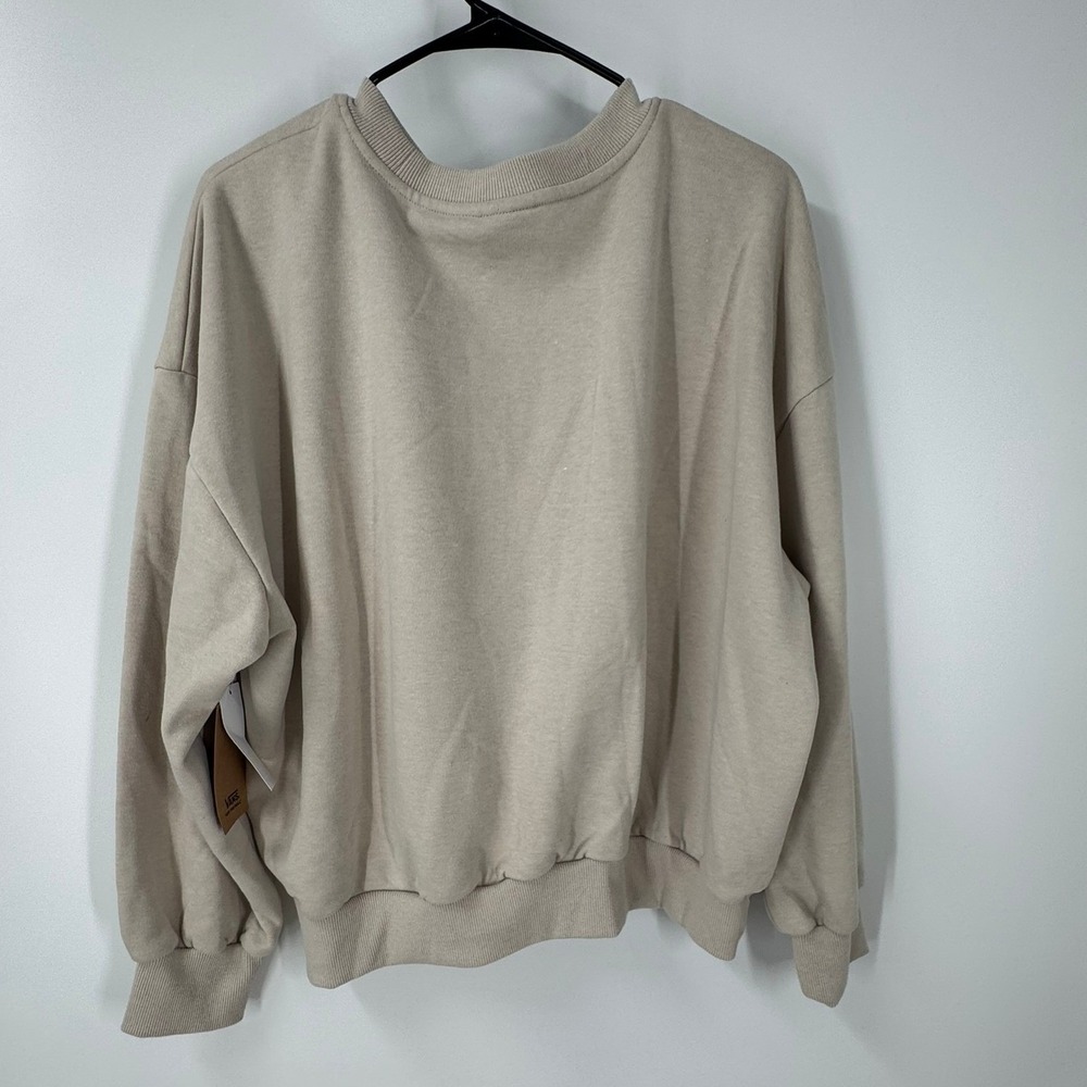 Vans Sliced Retro Crew Sweatshirt Pullover Womens XL Oatmeal Beige Graphic NEW - Picture 4 of 8